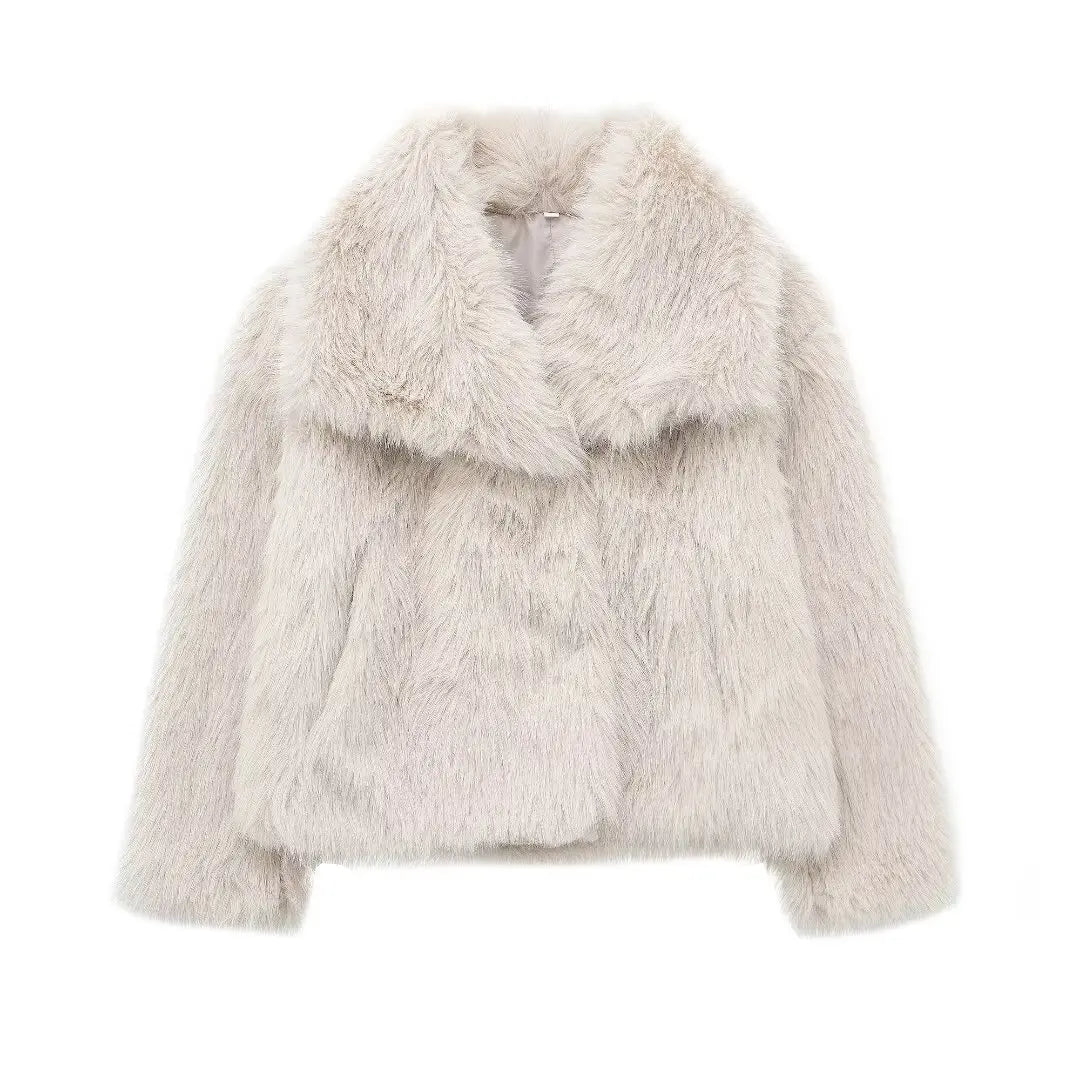 Faux Fur Jacket - Short - Fluffy - Coat with Fake Fur - Women's Fur Jackets-Grace Aura