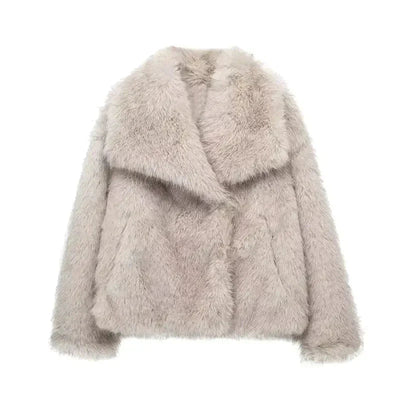 Faux Fur Jacket - Short - Flurry - Synthetic Fur Coat - Fluffy Jacket Womens-Grace Aura