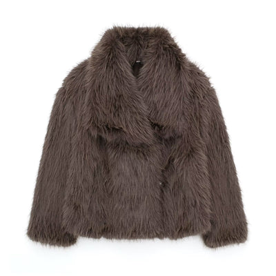 Faux Fur Jacket - Short - Flurry - Synthetic Fur Coat - Fluffy Jacket Womens-Grace Aura