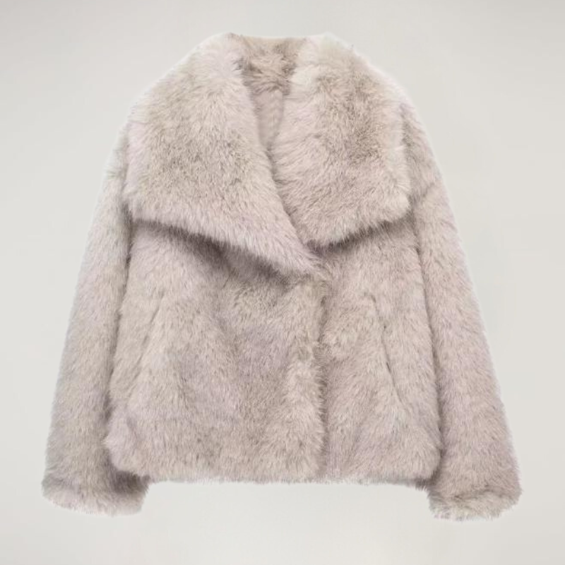 Faux Fur Jacket - Short - Warm - Synthetic Fur Coat - Women's Winter Coats & Jackets-Grace Aura