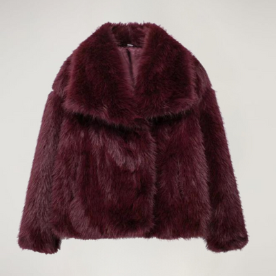 Faux Fur Jacket - Short - Warm - Synthetic Fur Coat - Women's Winter Coats & Jackets-Grace Aura