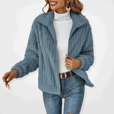 Faux Fur Jacket - Women's Casual Zip-Up Fuzzy Autumn Jacket -Grace Aura