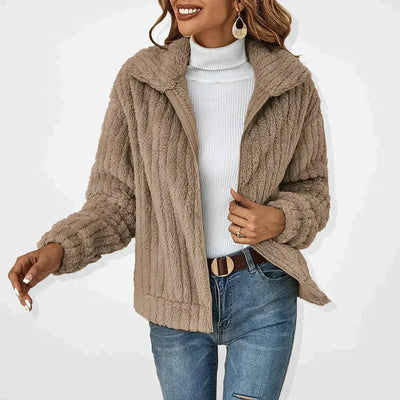 Faux Fur Jacket - Women's Casual Zip-Up Fuzzy Autumn Jacket -Grace Aura