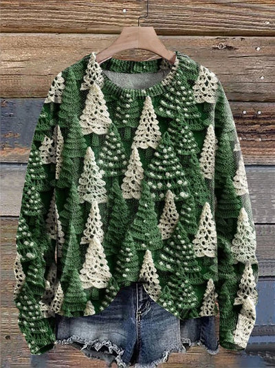 Festive Tree-Print Sweater-Grace Aura