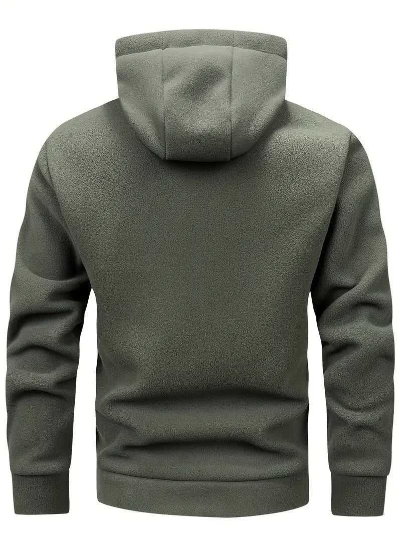 Fleece Jacket - Warm - Hooded - Zipper Fleece - Men's Clothing-Grace Aura