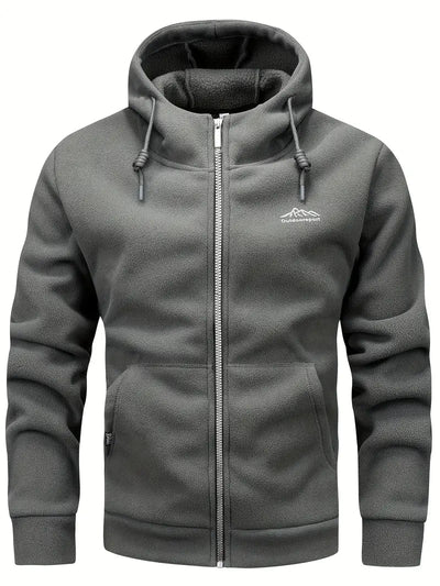 Fleece Jacket - Warm - Hooded - Zipper Fleece - Men's Clothing-Grace Aura