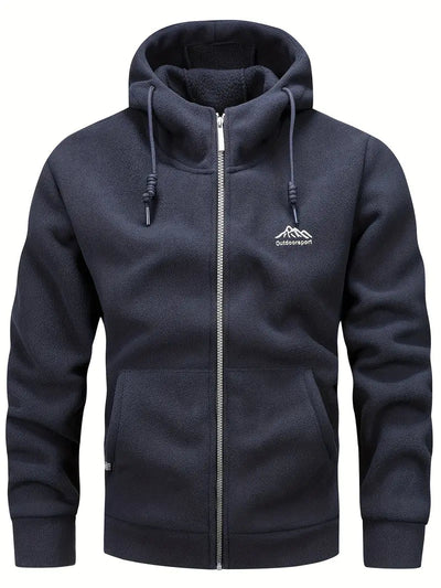 Fleece Jacket - Warm - Hooded - Zipper Fleece - Men's Clothing-Grace Aura