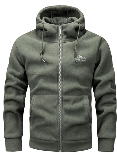 Fleece Jacket - Warm - Hooded - Zipper Fleece - Men's Clothing-Grace Aura