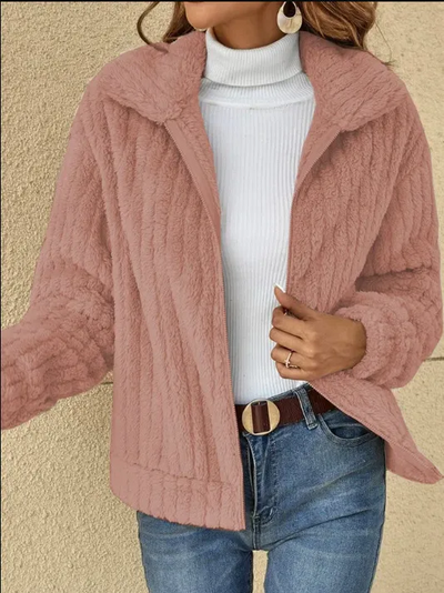 Fleece Jacket - Women's Zip-Up Faux Fur Cardigan Jacket for Winter-Grace Aura