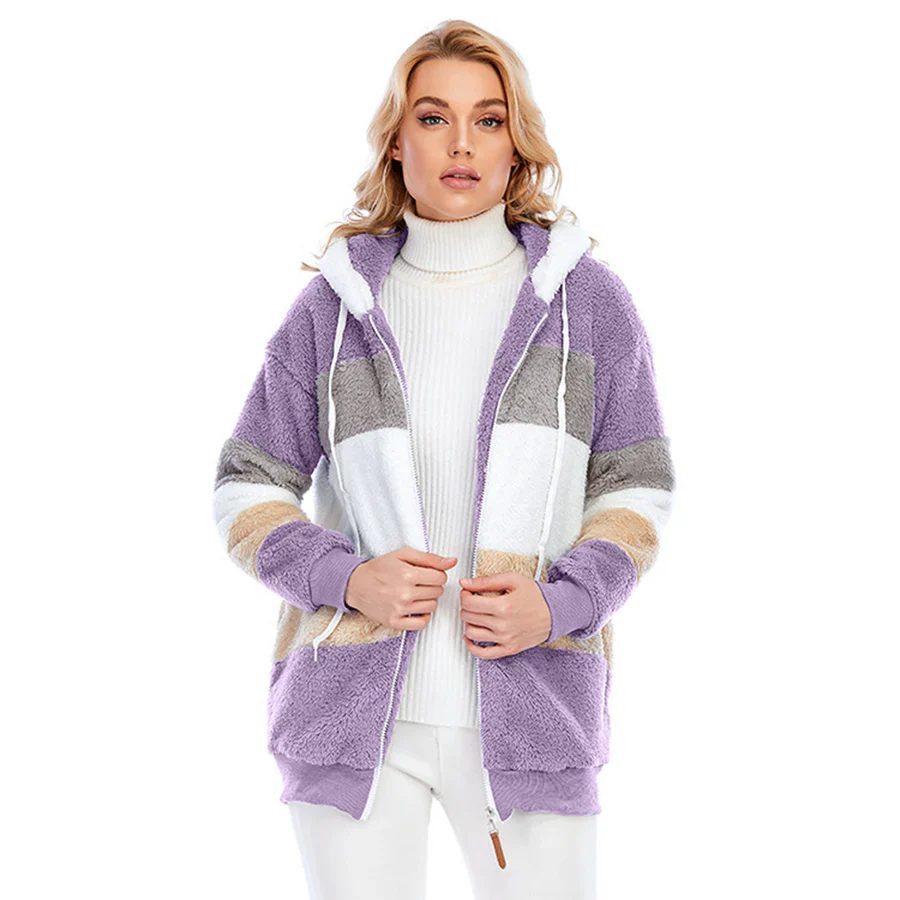 Fleece Jacket | Zip-Up | Hooded | Hoodie Jacket | Female Winter Jacket-Grace Aura