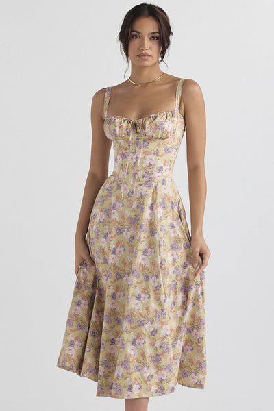 Floral Curve | Midi Dress-Grace Aura