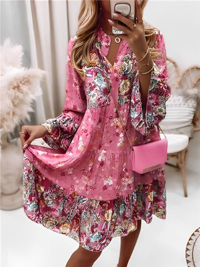 Floral Dress | Long Sleeve | A-Line | Boho Dress | Summer Dress-Grace Aura