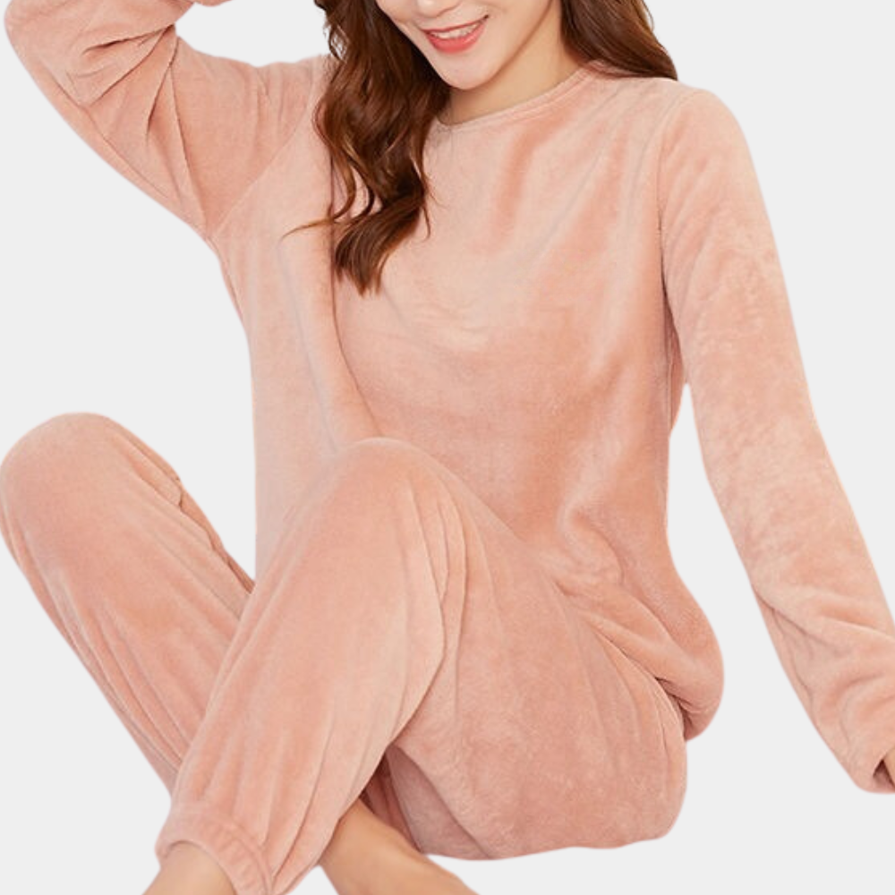 Fluffy Pyjama Set | Fleece | Long Sleeve | Lounge Set | Winter Pajamas for Women-Grace Aura