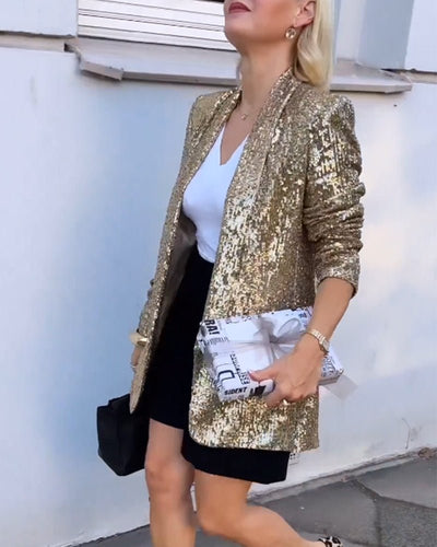 Gold Sequin Blazer-Grace Aura