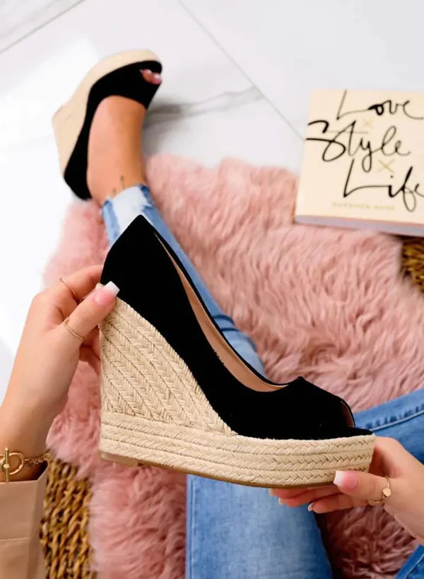 Gwen - Chic Suede Espadrilles Wedge Heels for Spring and Summer Fashion-Grace Aura