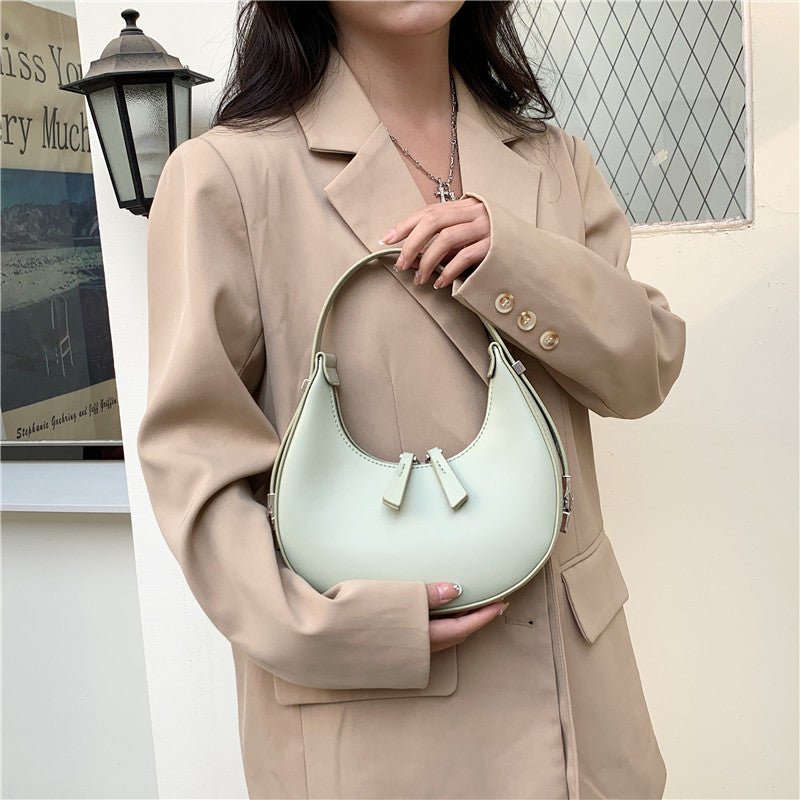 Half Moon Bag | Trendy | Zipper | Shoulder Bag | Small Bag-Grace Aura