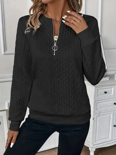 Half-Zip Pullover | Regular Fit | Crew Neck | Half-Zip Sweater | Women's Clothing-Grace Aura