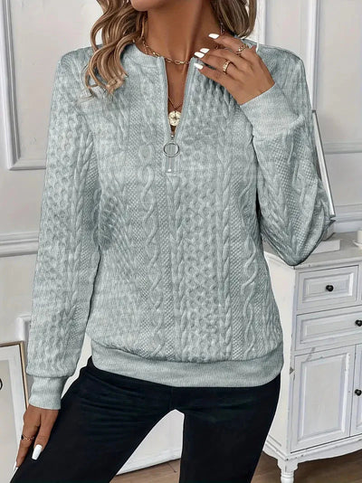 Half-Zip Pullover | Regular Fit | Crew Neck | Half-Zip Sweater | Women's Clothing-Grace Aura