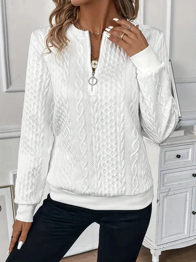 Half-Zip Pullover | Regular Fit | Crew Neck | Half-Zip Sweater | Women's Clothing-Grace Aura