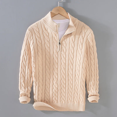 Half-Zip Sweater - Cable Knit - Regular Fit - Knitted Sweater - Men's Clothing-Grace Aura