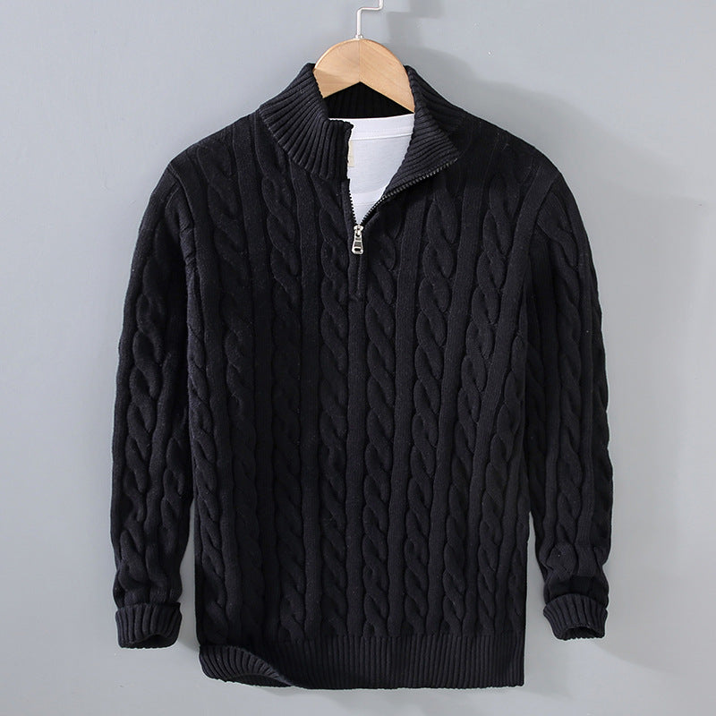 Half-Zip Sweater - Cable Knit - Regular Fit - Knitted Sweater - Men's Clothing-Grace Aura