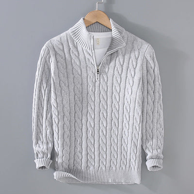 Half-Zip Sweater - Cable Knit - Regular Fit - Knitted Sweater - Men's Clothing-Grace Aura