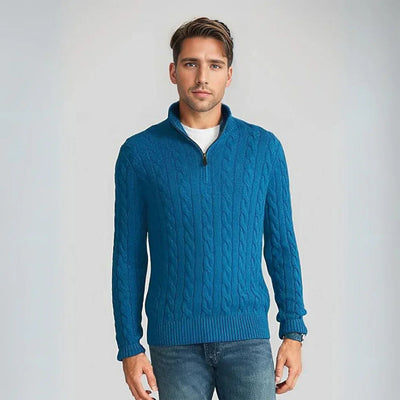 Half-Zip Sweater - Cable Knit - Regular Fit - Knitted Sweater - Men's Clothing-Grace Aura