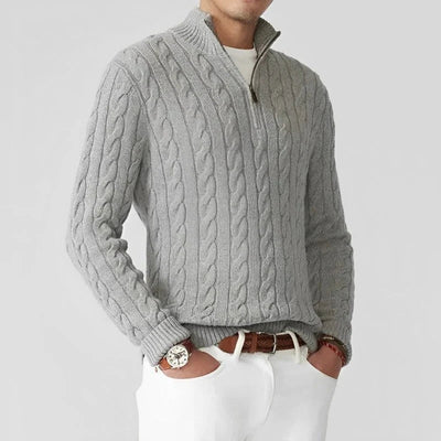 Half-Zip Sweater - Cable Knit - Regular Fit - Knitted Sweater - Men's Clothing-Grace Aura