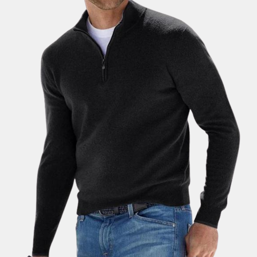 Half Zip Sweater | Knitted | Long Sleeve | Pullover Sweater | Men's Clothing-Grace Aura