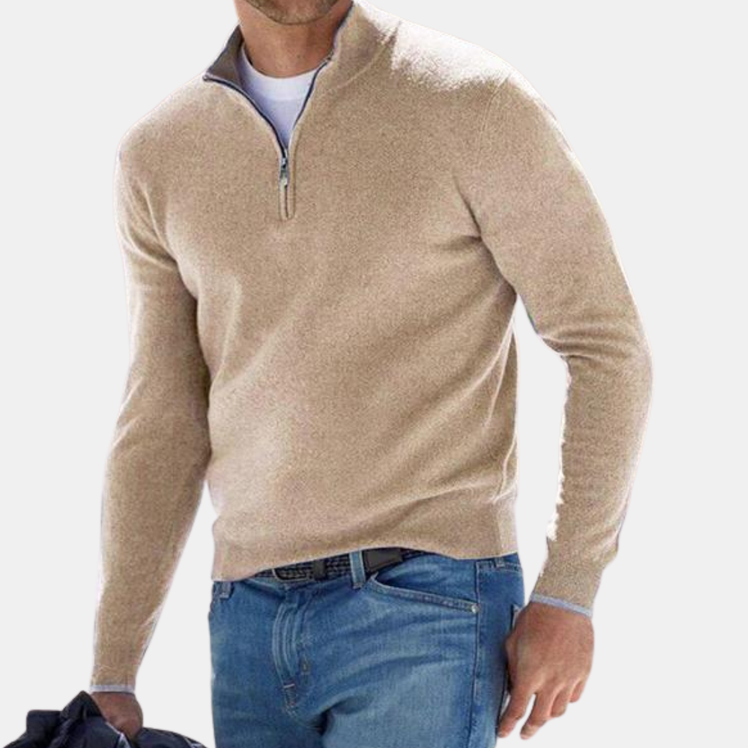 Half Zip Sweater | Knitted | Long Sleeve | Pullover Sweater | Men's Clothing-Grace Aura