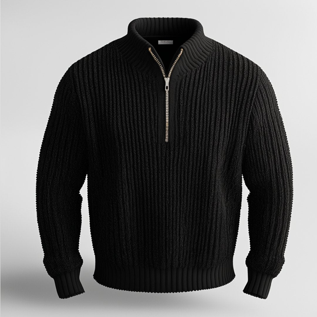 Half-Zip Sweater | Warm | Pullover | Knitted Sweater | Men's Half-Zip Jumper-Grace Aura