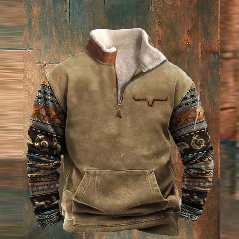 Half Zip Sweatshirt - Men's Warm Fleece Lined Quarter Zip Pullover for Winter-Grace Aura