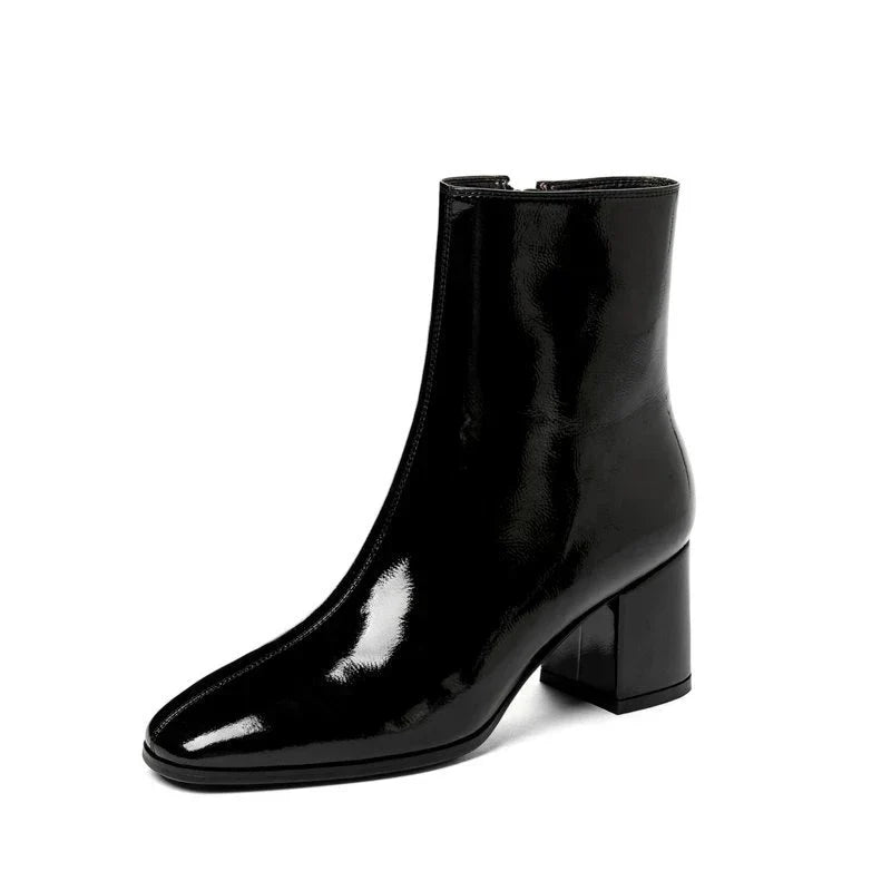 Heeled Boots | Ankle | Mid-Heel | Patent Leather Boots | Women's Boots-Grace Aura