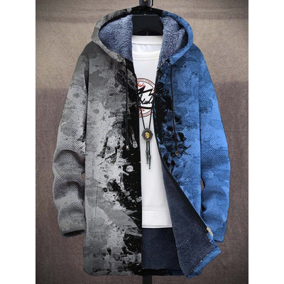 Hooded Jacket - Men's Colorful Printed Fleece Lined Jacket for Winter-Grace Aura