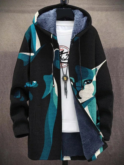 Hooded Jacket - Men's Colorful Printed Fleece Lined Jacket for Winter-Grace Aura