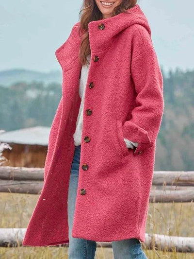 Hooded Jacket - Woolen - Teddy - Oversized Coat - Long Winter Jackets for Women -Grace Aura