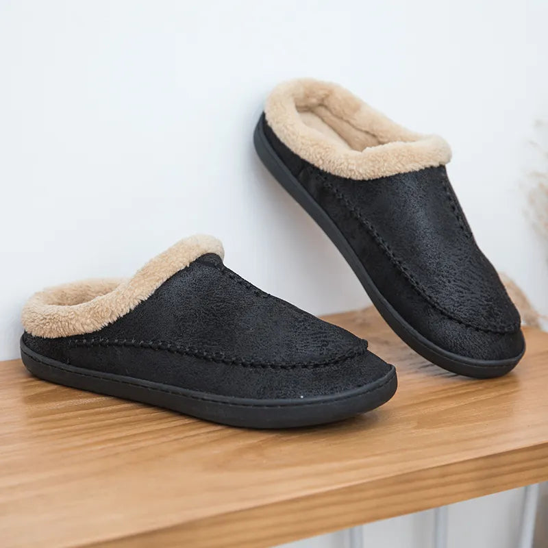 House Slippers - Men's Warm Slip-On Suede Indoor Winter Slippers-Grace Aura