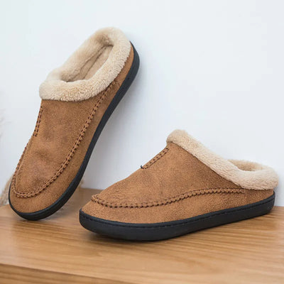 House Slippers - Men's Warm Slip-On Suede Indoor Winter Slippers-Grace Aura