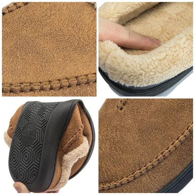 House Slippers - Men's Warm Slip-On Suede Indoor Winter Slippers-Grace Aura