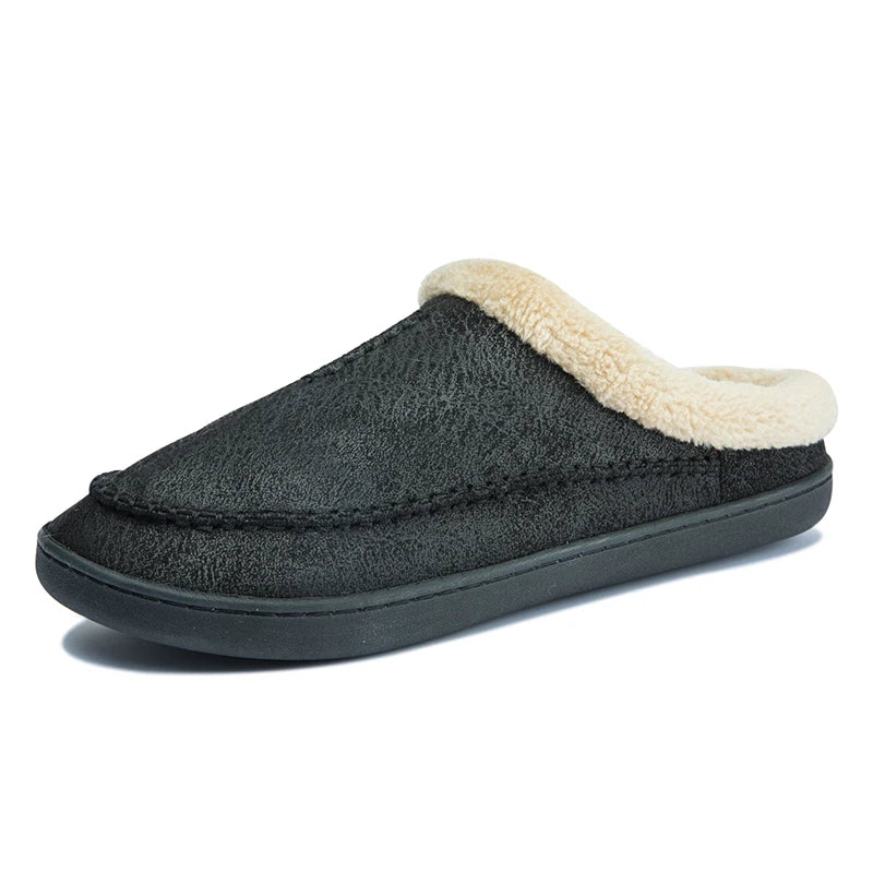 House Slippers - Men's Warm Slip-On Suede Indoor Winter Slippers-Grace Aura