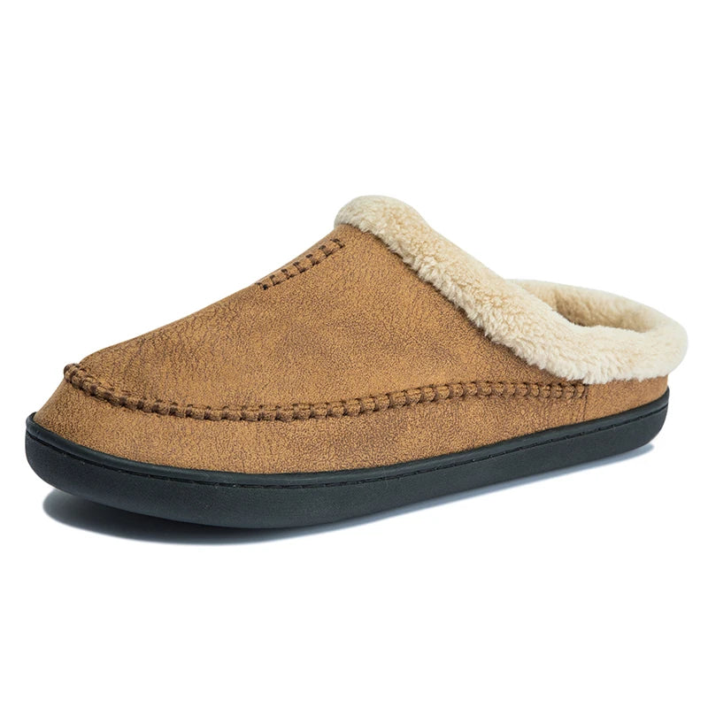 House Slippers - Men's Warm Slip-On Suede Indoor Winter Slippers-Grace Aura