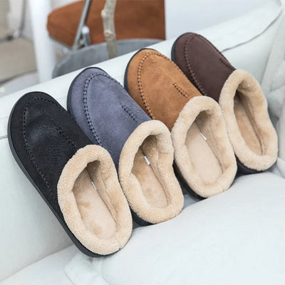 House Slippers - Men's Warm Slip-On Suede Indoor Winter Slippers-Grace Aura