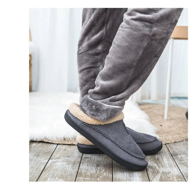 House Slippers - Men's Warm Slip-On Suede Indoor Winter Slippers-Grace Aura