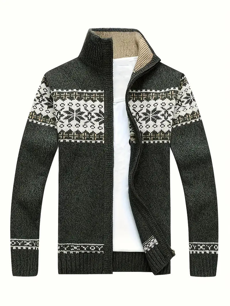 Knit Cardigan | High Neck | Winter | Zip Cardigan | Men's Clothing-Grace Aura