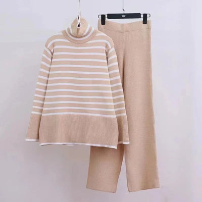 Knit Co-Ord Set - Oversized Sweater - Knitted Pants - Two-Piece Set - Women's Knitwear-Grace Aura