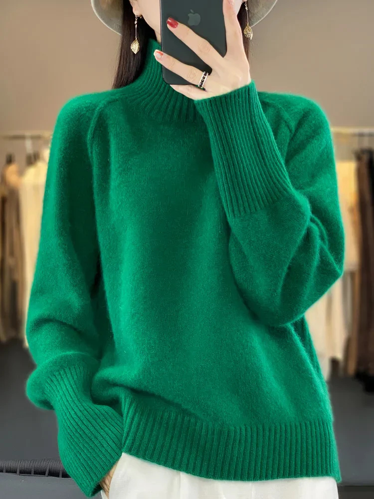 Knit Jumper | Fluffy | Turtleneck | Knitted Sweater | Women's Knitwear-Grace Aura