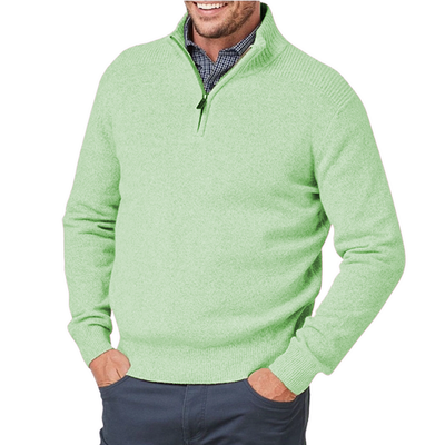 Knit Sweater | Long Sleeve | Standing Collar | Quarter Zip Sweater | Mens Half-Zip Jumper-Grace Aura