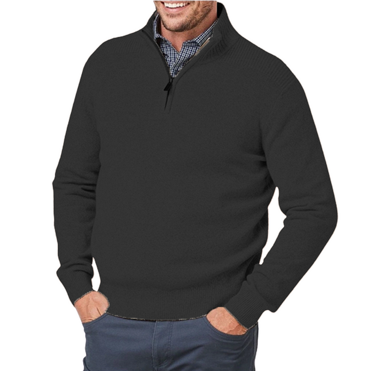 Knit Sweater | Long Sleeve | Standing Collar | Quarter Zip Sweater | Mens Half-Zip Jumper-Grace Aura