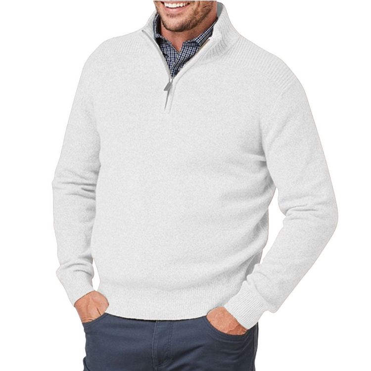 Knit Sweater | Long Sleeve | Standing Collar | Quarter Zip Sweater | Mens Half-Zip Jumper-Grace Aura