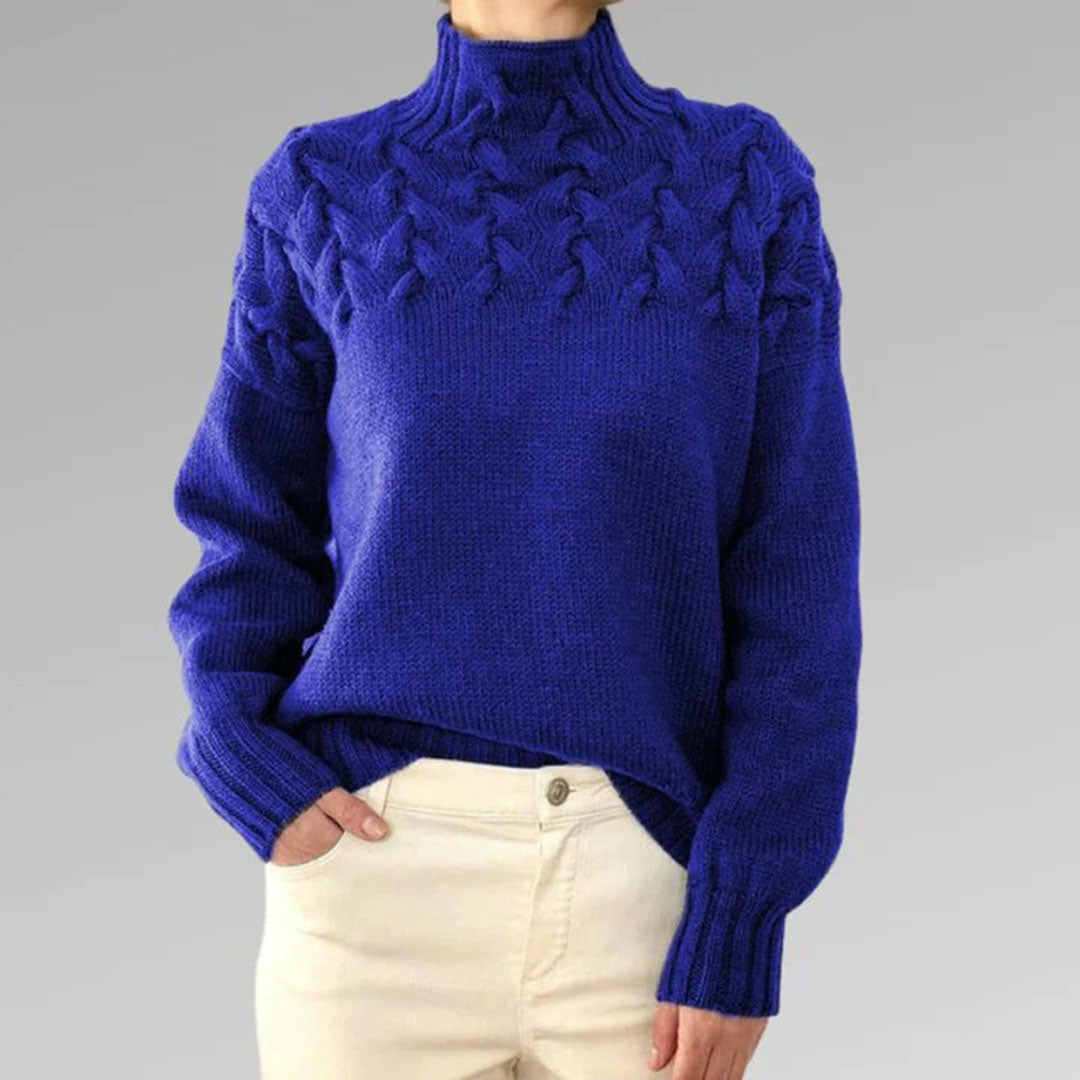 Knit Sweater - Turtleneck - Loose Fit - Jumper - Women's Clothing-Grace Aura